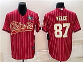 Men's Kansas City Chiefs #87 Travis Kelce Red With Super Bowl LVII Patch Cool Base Stitched Baseball Jersey,baseball caps,new era cap wholesale,wholesale hats